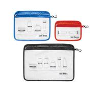 Tatonka Kulturbeutel Zip Flight Bag Set (3 Stück A4 / A5 / A6) - Transparente Beutel zur Mitnahme von Flüssigkeiten im Flugzeug-Handgepäck (red/Blue/Black)