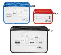 Tatonka Kulturbeutel Zip Flight Bag Set (3 Stück A4 / A5 / A6) - Transparente Beutel zur Mitnahme von Flüssigkeiten im Flugzeug-Handgepäck (red/Blue/Black)