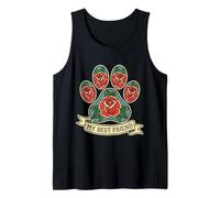 Tattoo „My Best Friend Cat Paw Rose Old School Pet Lover“ Tank Top