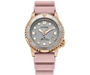 Taucheruhr CITIZEN "Promaster Eco-Drive Diver", rosa, Armbanduhren, Damen, Armbanduhr, Solar, Damenuhr, analog, Tag, Batterie-Entladungsanzeige (98060244-0) rosa