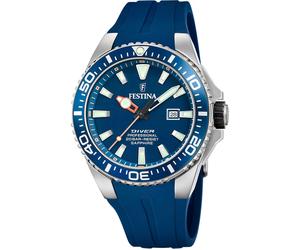 Taucheruhr FESTINA "Diver Collection", blau, Armbanduhren, Herren, Armbanduhr, Quarzuhr, Herrenuhr, Silikonarmband, Datum, Saphirglas (70754901-0) blau