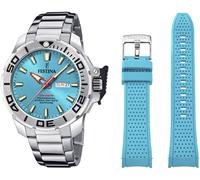 Taucheruhr FESTINA "The Originals/Diver", silber (silberfarben, hellblau), Armbanduhren, Herren, Armbanduhr, Quarzuhr, Herrenuhr, Geschenkidee, Edelstahlarmband (57353708-0) silberfarben, hellblau