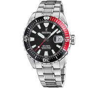 Taucheruhr FESTINA "The Originals/Diver", silber (silberfarben, schwarz, rot), Armbanduhren, Herren, Taucheruhr, Armbanduhr,Quarzuhr,Herrenuhr,bis 20 bar wasserdicht, Edelstahlarmband (47906962-0)