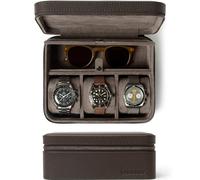 TAWBURY Leder-Uhrenetui für Reisen mit Aufbewahrungsfach - Uhrenbox Reise 3 Uhren | Uhrenbox Herren Reise | Uhrenbox Leder Braun | Uhrenkasten 3 Uhren | Watch Box Travel