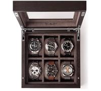 TAWBURY Uhrenbox Aus Kassod-Holz für 6 Uhren - Luxuriös Mit Glasdeckel | Für Herren Und Damen | Uhr Aufbewahrung | Uhr Etui | Watch Box