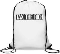 Tax The Rich Black and White Socialist Logo Gym Sack Casual Drawstring Bag White