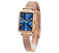 Taxau Armbanduhr Damen Rechteckige Damenuhr Rosegold Wasserdicht Rechteckige Elegant Edelstahl Uhr Damen Geschenke für Frauen