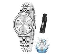 Taxau Damen Armbanduhr Silber Klassisch Damenuhr Silver Analog Klassisch Herrenuhr Edelstahl Metallarmband Uhr Damen Elegant Wasserdicht Armbanduhren FüR Damen Frauen Uhren Silberfarben Mode