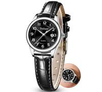 Taxau Damenuhr Lederarmband Schwarz - Minimalistisches All-Black Luxus Design, Schwarzes Zifferblatt, 26g Leichtgewicht & 28mm Filigrane Uhr, Modernes Fashion Statement für Damen Armbanduhr Quarzwerk
