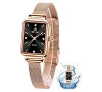 Taxau Damenuhr Wasserdicht QuarzUhr Damenuhr Rosegold Diamant UhrExquisit Opulent Rostfreier Stahl Damen Uhren Armbanduhr Schwarzes Zifferblatt Einstellbar Women Watches