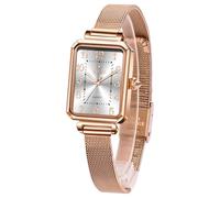 Taxau Eckige Damenuhren Edelstahl Mesh Armband Armbanduhren für Damen Rechteckig Rosegold wasserdichte Uhren Damen Quarzuhr