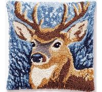 Taxpy DIY Latch Cushion Set, Tier Hirsch Latch Hook Kits, Cushion Cover, Embroidery Rug Set,Crochet Cushion, Knüpfkissen Knüpfset, 43x43cm