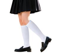 TAXTYHRE Mädchen Damen Kniestrümpfe, 2 Paar Weiß Baumwolle Kniestrümpfe, Ladies College Socken Strümpfe, Overknee Strümpfe für Mädchen Schule Cheerleading Alltagskleidung Kostüme