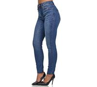 Tazzio Damen Skinny Fit Jeans High Waist Denim Jeanshose Slim Stretch Hose F107 Blau 42