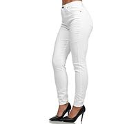Tazzio Damen High Waist Skinny Jeans - Stretch Denim Hose im Slim Fit, Figurformende Damenjeans mit 5-Pocket Style, Weiß F107 (Größe 42)