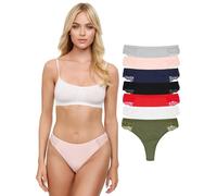 Tazzio Damen String 7er-Pack Tanga Unterhose Slip Unterwäsche Pantys Mehrpack F913 (Mix Farben, M)