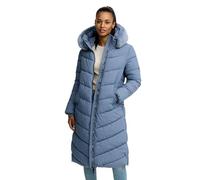 Tazzio Damen Wintermantel mit Kapuze - Winter Mantel, Chevron-Steppmantel in Wadenlänge F801 (Indigo, S)