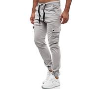 Tazzio Herren Cargohose 18525 - Regular Fit Jogger Chino mit Cargo-Taschen - Stylische Freizeithose mit Kordelzug & Bündchen - Bequeme Männerhose - Größe W29 Grau