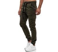 Tazzio Herren Cargohose 18525 - Regular Fit Jogger Chino mit Cargo-Taschen - Stylische Freizeithose mit Kordelzug & Bündchen - Bequeme Männerhose - Größe W34 Khaki