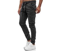 Tazzio Herren Cargohose 18525 - Regular Fit Jogger Chino mit Cargo-Taschen - Stylische Freizeithose mit Kordelzug & Bündchen - Bequeme Männerhose - Größe W32 Anthrazit