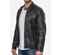 Tazzio Herren Jacke Lederjacke Echtleder Leder Biker Übergangsjacke 19709 (Schwarz, L)