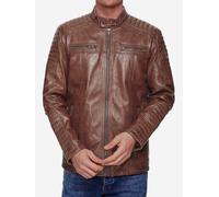 Tazzio Herren Jacke Lederjacke Echtleder Leder Biker Übergangsjacke 19709 (Braun, XL)