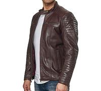 Tazzio Herren Jacke Lederjacke Echtleder Leder Biker Übergangsjacke 19709 (Bordeaux, S)