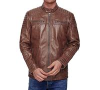 Tazzio Herren Jacke Lederjacke Echtleder Leder Biker Übergangsjacke 19709 (Braun, S)