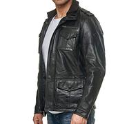 Tazzio Herren Jacke Lederjacke Leder Mantel Trenchcoat 19706 (Schwarz, XXL)