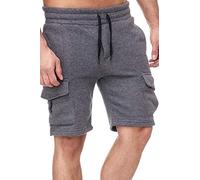 Tazzio Herren Shorts Cargo Hose Cargoshorts Bermuda Sweatshorts Kurze Jogging Hose Jogginghose Fitnesshose Traininghose Sweatpants Sporthose Freizeithose 18605 M2 Anthrazit XL