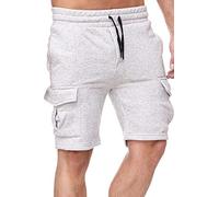 Tazzio Herren Shorts Cargo Hose Cargoshorts Bermuda Sweatshorts Kurze Jogging Hose Jogginghose Fitnesshose Traininghose Sweatpants Sporthose Freizeithose 18605 M2 Grau M