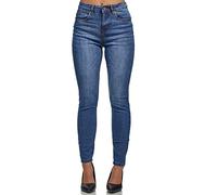 Tazzio Jeans Damen High Waist Denim Slim Skinny Fit Jeanshose Stretch Hose F101 Blau 36