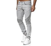 Tazzio Jeans Herren Slim Fit Biker Destroyed Look Stretch Jeanshose Hose Denim 16517 (40W/30L, Grau)