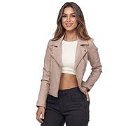 Tazzio Lederjacke Damen Echtleder Jacke im Biker Look mit coolen Zipper-Details & Reverskragen F507 (M, Beige)