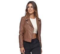 Tazzio Lederjacke Damen Echtleder Jacke im Biker Look mit coolen Zipper-Details & Reverskragen F507 (M, Camel)