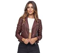 Tazzio Lederjacke Damen Echtleder Jacke im Biker Look mit coolen Zipper-Details & Reverskragen F507 (M, Bordo)