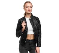 Tazzio Lederjacke Damen Echtleder Jacke mit Biker - Details & Reverskragen F514 (Schwarz, L)