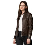 Tazzio Lederjacke Damen Leder Jacke Echtleder Biker Look F521 (Braun, M)