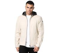 Tazzio Lederjacke Herren Leder Jacke Biker-Look Echtleder mit abnehmbarer Kapuze A800 (Weiß, 4XL)