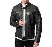 Tazzio Lederjacke Herren Leder Jacke Echtleder Fell A803 (Schwarz, XXL)