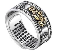 TBEONE 99 Silberring, Sutra-Ring, buddhistisches Herz, PiXiu Männer und Frauen, Feng-Shui-Ring, verstellbar, Mantra, Amulett, Reichtum, Glück,