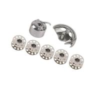 Tbest Alte Haushalts-Nähmaschinen-Spulenkapsel-Haken-Set, 1 Stück Haken, 1 Stück Gehäuse und 5 Spulen, Metall-Ersatzteile für Heimnähen