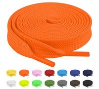 TBOC Schnürsenkel Flach 150 cm - 1 Paar, Orange Fluor, Reißfeste Schuhbänder für Sneaker, Sportschuhe, Wanderschuhe & Arbeitsschuhe, 8 mm Breite Ersatz-Shoelaces für Damen & Herren