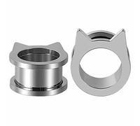 TBOSEN 1 Paar Edelstahl Dämon Schneeflocke Katze Edelstahl Schraubohren Tunnel Stecker Gauges Expander Piercing Modisches Geschenk 2g-1Zoll in 6mm-25mm