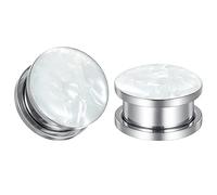 TBOSEN 1 Paar Edelstahl Intarsien Weißem Naturstein im Einfachen Stil Schraubohren Tunnel Gauges Expander Piercing Modisches Geschenk 2g-1Zoll in 6mm-25mm