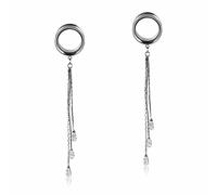 TBOSEN1 Paar lange Quasten aus Edelstahl im einfachen Stil Trompete Tunnel Gauges Expander Piercing Modisches Geschenk 2g-1Zoll in 6mm-25mm