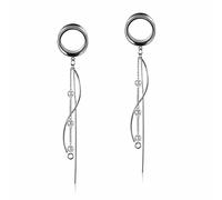 TBOSEN1 Paar lange Quasten aus Edelstahl im einfachen Stil Trompete Tunnel Gauges Expander Piercing Modisches Geschenk 2g-1Zoll in 6mm-25mm