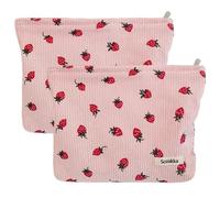 Tcdwla Kosmetiktasche, 2 Stück Schminktasche, Kulturtasche Cord Klein Damen, Erdbeeren Muster, FedermäPpchen für Schule, Reisen, Geschä Ftsreisen, Einkaufen, Wandern (Rosa 3)