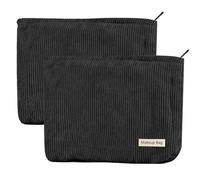 Tcdwla Kosmetiktasche, 2 Stück Schminktasche, Kulturtasche Cord Klein Damen, Reine Farbe, FedermäPpchen Aesthetic School Stuff für Schule, Reisen, Geschä Ftsreisen, Einkaufen, Wandern (Schwarz 1)