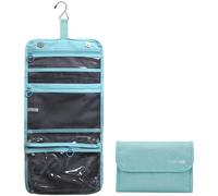Tcdwla Kulturbeutel zum Aufhängen, Reise Kulturbeutel für Herren, Frauen & Kinder, 4 Fächer, Transparent und Sichtbar, Faltbar, mit Haken, für Reisen, Strand, Fitness (Blau)